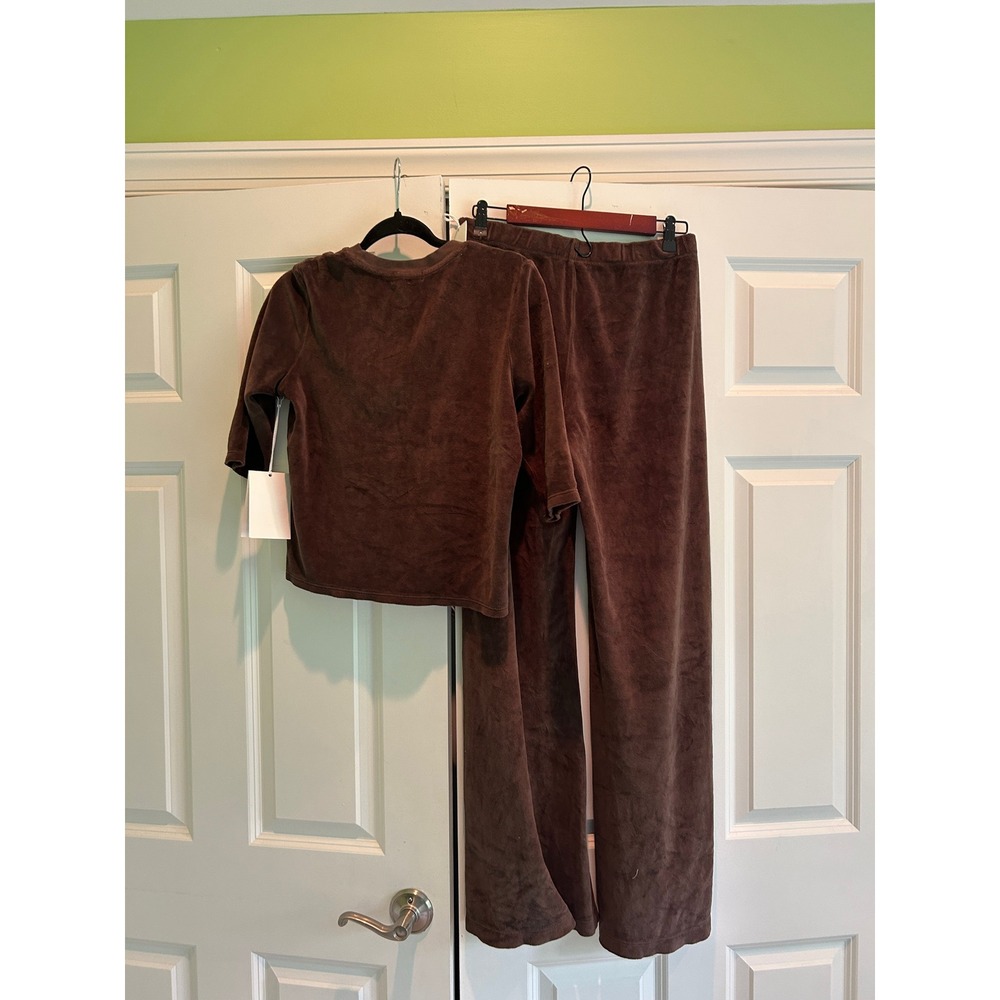 Suzie Kondi Corfu Zephyra Velour Lounge Set Flare Pants Walnut Size S - Picture 3 of 5